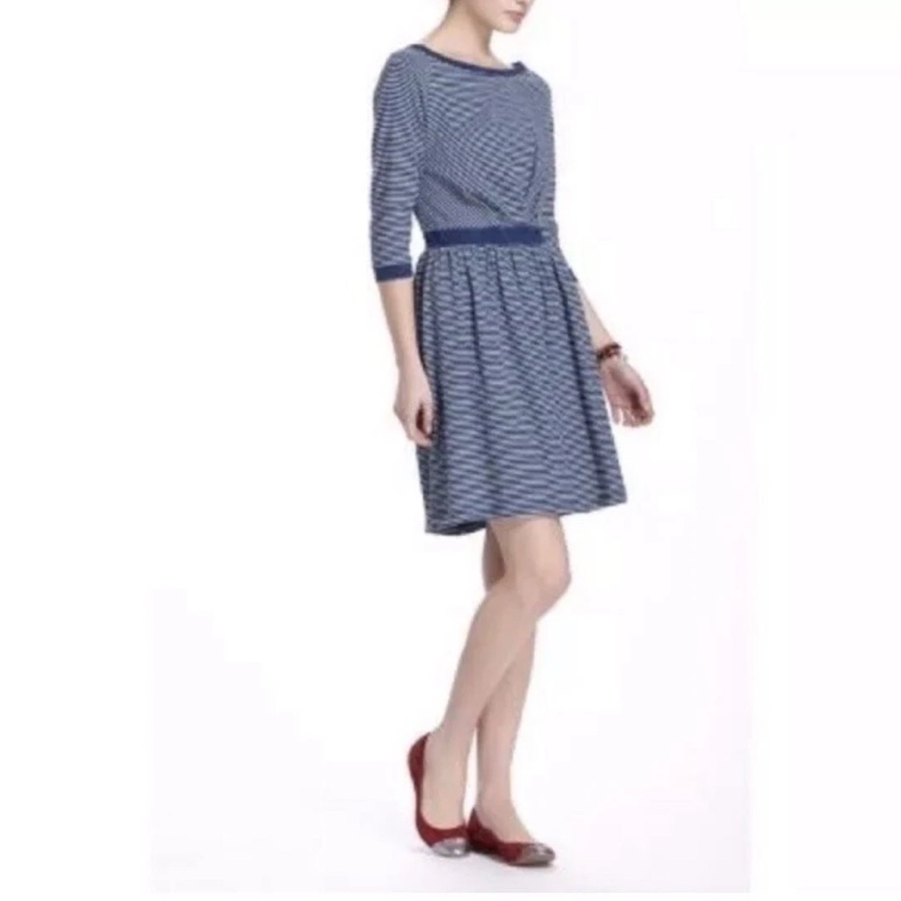Anthropologie NWT Postmark‎ Blue Striped 100% Cotton Dress, M